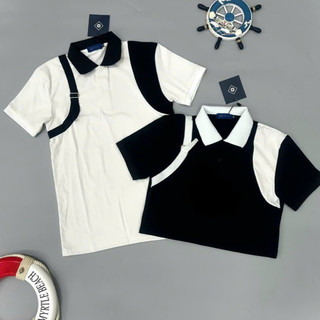 Áo thun nam boy phố polo tay ngắn phối đai vai vải đẹp co giãn mẫu mới cao cấp AHFASHION