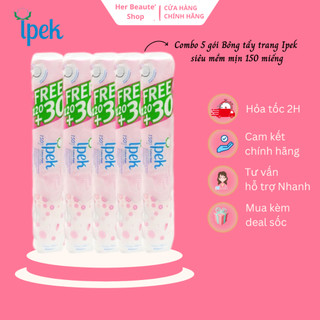 Combo 5 gói bông tẩy trang ipek 150 miếng