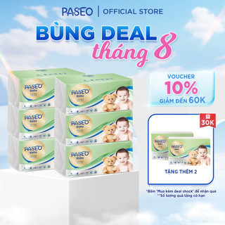 Combo 6 gói khăn giấy rút cao cấp Paseo baby siêu mềm mịn an toàn cho em bé (130 tờ 3 lớp)/gói