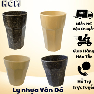 Ly Nhựa Melamine nhuthaco Vân Đá màu kem - màu xám - màu đen có 2 size