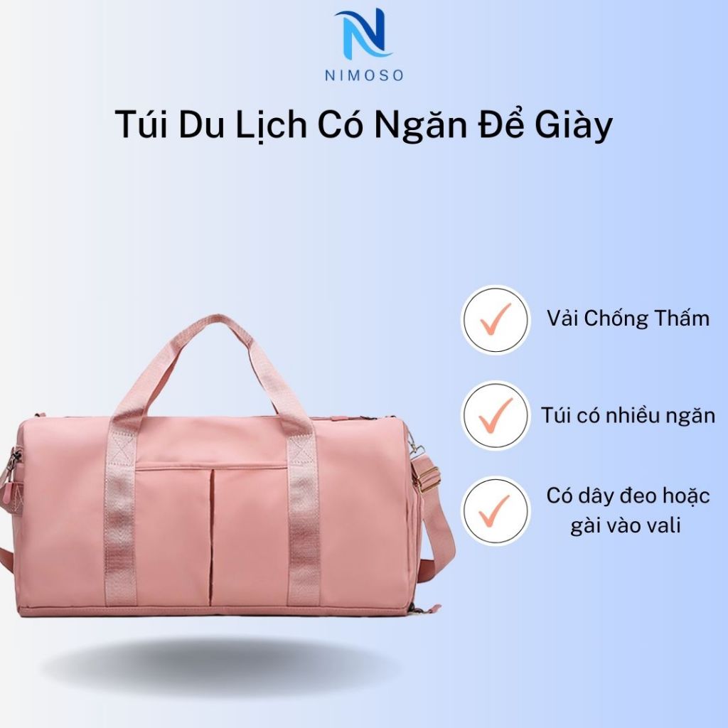 Túi Du Lịch Đa Năng SC01 Cỡ Lớn, Túi Trống Tập Gym Có Ngăn Giày, Chống Nước, Cài Vali