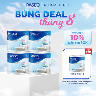 Combo 4 lốc giấy vệ sinh PASEO 3 lớp mềm mịn cao cấp 4 cuộn/lốc