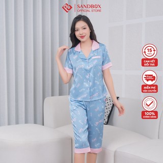 Bộ mặc nhà Pyjama nữ mùa hè SANDBOX Lụa Latin cao cấp tay cộc quần lửng nhiều màu BLL22005-2