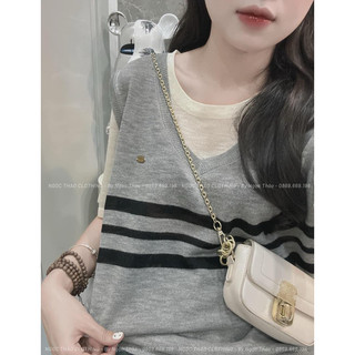 ÁO THUN PHỐI ÁO GILE LEN VIỀN SỌC 2M