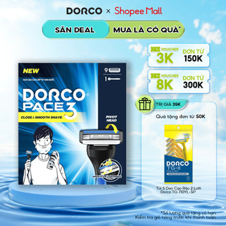 Bộ Dao Cạo Râu 3 Lưỡi Dorco Pace 3 Gồm 1 Cán 9 Đầu Cạo