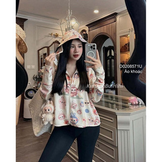 Áo khoác thun có mũ in hình labubu, áo khoác nữ VIENS STORE
