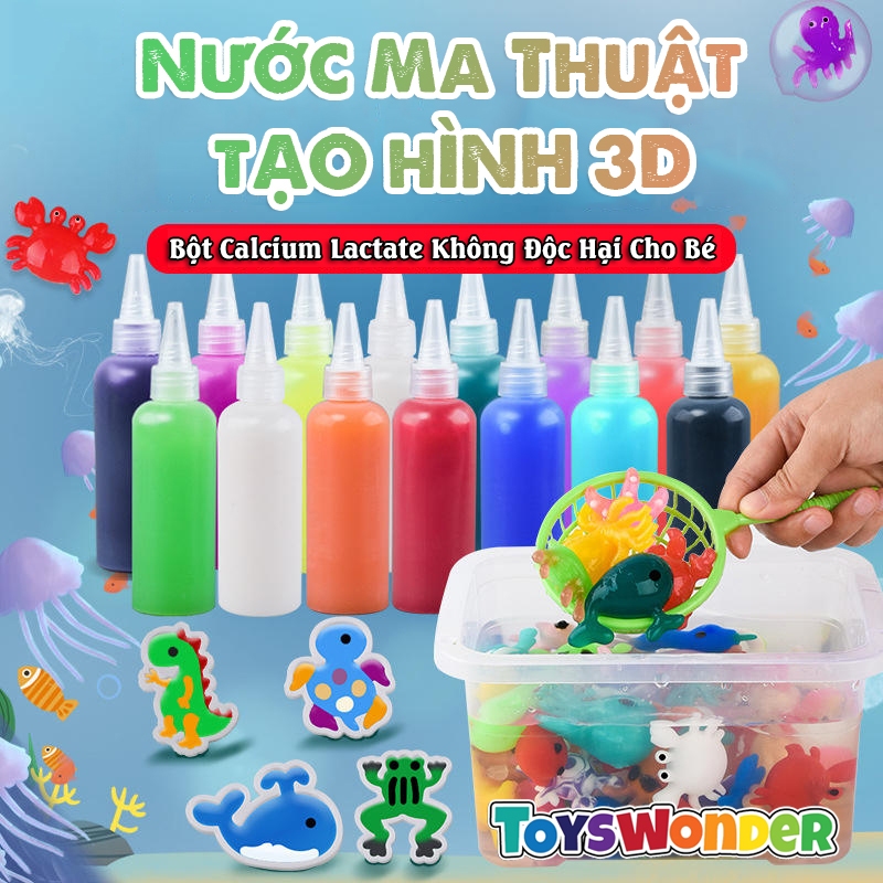Đồ Chơi Nước Ma Thuật Tạo Hình Động Vật 3D Dễ Thương Cho Bé Sáng Tạo Tặng Kèm Khuôn 2D,3D Và Nhiều Chai Màu Nước