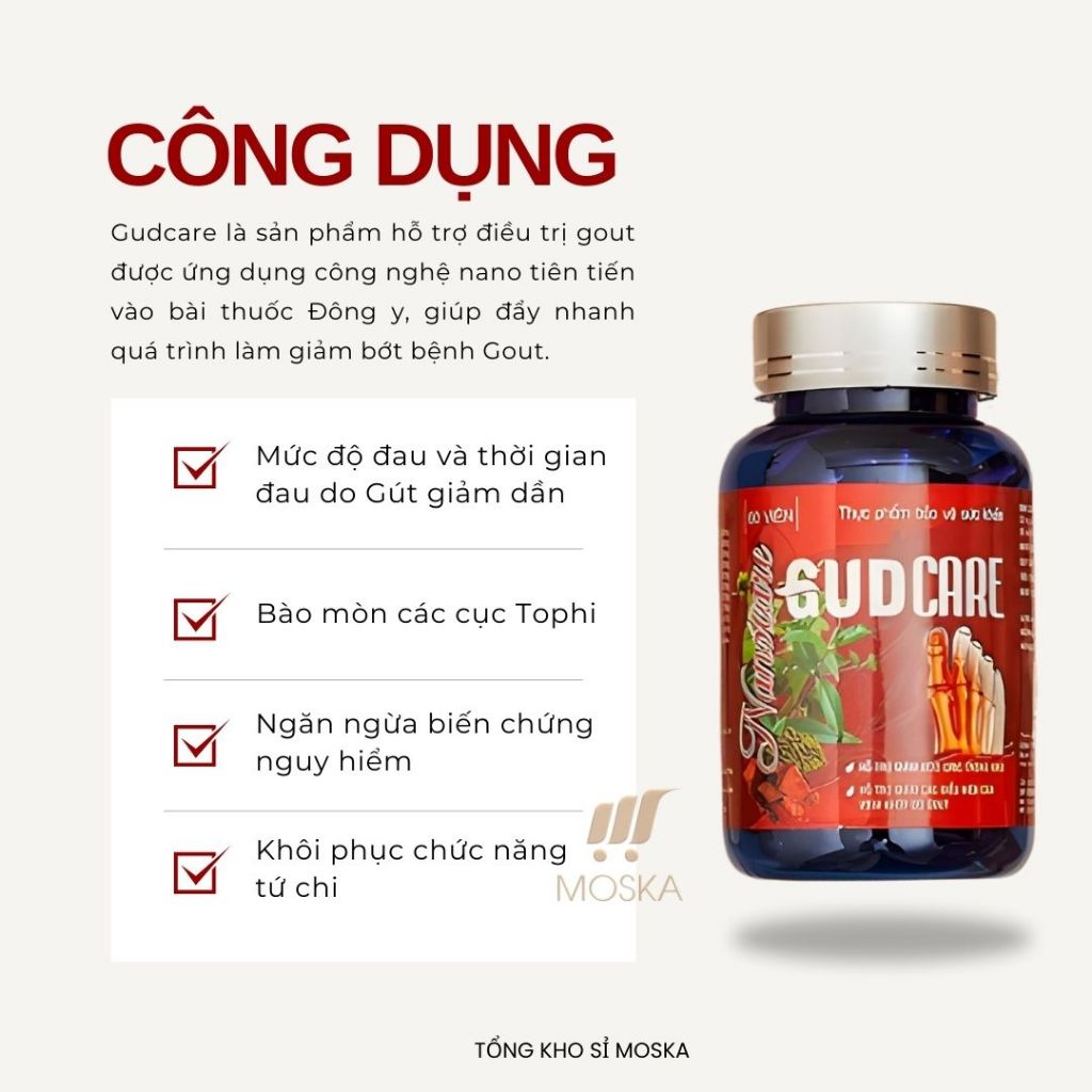 Viên Uống GUDCARE Hỗ Trợ Giảm Các Biểu Hiện, Giảm Đau Do Gud 60 viên| Moska Shop