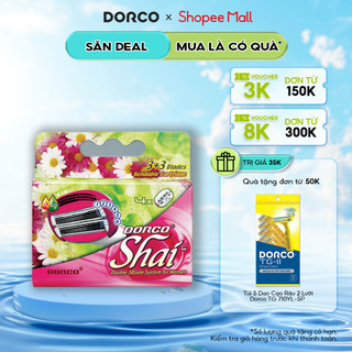 Hộp 04 Đầu Dao Cạo Nữ 6 Lưỡi Dorco Shai 3+3 (1 Hộp 4 Lưỡi Thay)