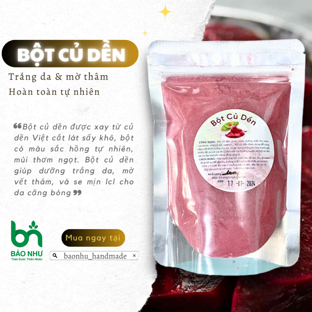 Bột củ dền trắng da và cấp ẩm căng mượt