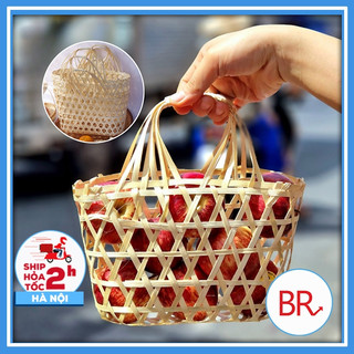 Giỏ tre đựng quà Trung Thu, đựng hoa quả, trứng, bánh kẹo... Làn mây tre đan đựng có quai xách 02310