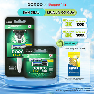 Combo Hộp Dao Cạo Râu Dorco 2 Lưỡi Và Hộp 3 Đầu Dao 2 Lưỡi Dorco TG-II Plus