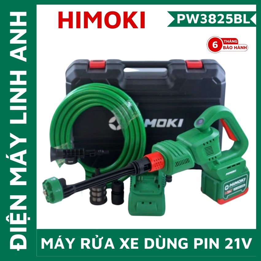 Máy Rửa Xe Pin Cầm Tay Himoki PW3825BL Động Cơ Brushless 3 Cấp Chỉnh Tốc, hàng chính hãng giá rẻ.