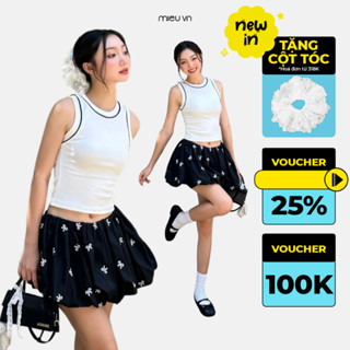 Chân Váy Bí Ngắn Thêu Nơ MIEU Váy Tiểu Thư Thiết Kế Tùng Bí Phồng Dễ Thương Trendy Dễ Phối - LJU02