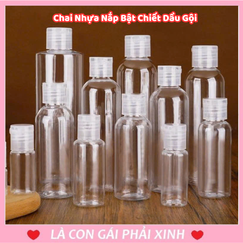 COMBO 8 Chai Nhựa Chiết Dạng Nắp Bật Chiết Dầu Gội, Sữa Tắm, Gel Rửa Tay Dung Tích 30ML.50ML.100ML