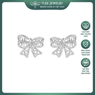 Khuyên tai bạc nữ TLEE nơ đan nữ tính basic TLEE JEWELRY B0171