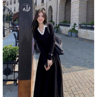 Váy nữ dáng dài cổ V xếp ly hàng quảng châu Yame clothing có Bigsize
