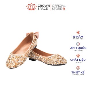 Giày Búp Bê Đi Học Bé Gái CrownSpace CRUK3033 Giày Bệt Cho Bé Gái Êm Ái, Chống Mồ Hôi, Trơn Trượt