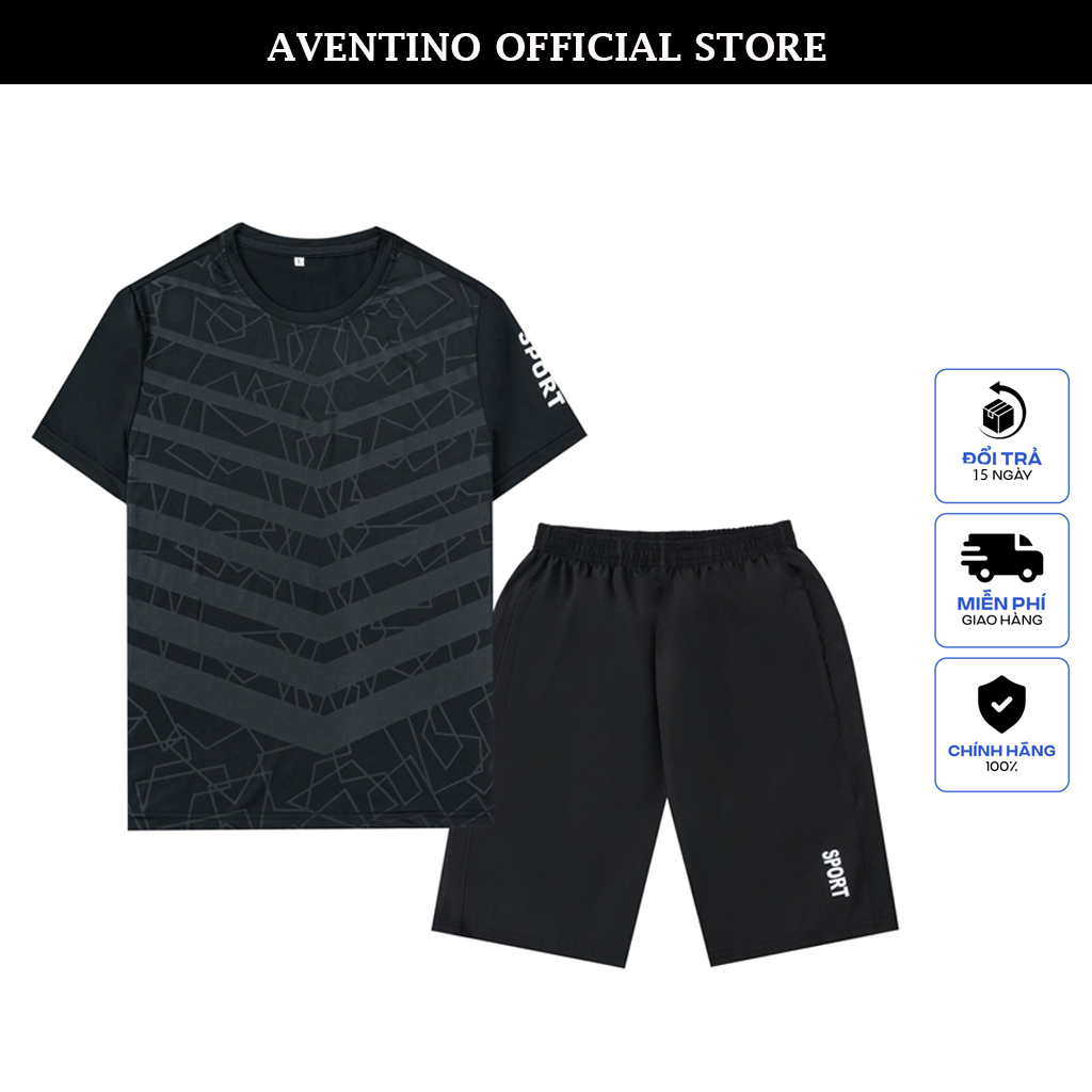 Set Đồ Bộ Nam Thể Thao Mùa Hè Phong Cách SPORT Vải Thun Lạnh Thoáng Mát Aventino J27