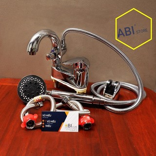 SEN TẮM LIỀN VÒI CHẬU LAVABO HỢP KIM TO KÈM DÂY BÁT SEN CHỈNH 3 CHẾ ĐỘ