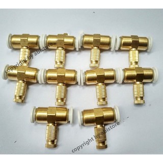 COMBO 10 BỘ TÊ PHUN SƯƠNG BẰNG ĐỒNG NỐI ỐNG 8MM, BÉC ĐỒNG PHUN SƯƠNG CHỐNG HAN GỈ
