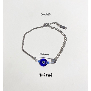  Vòng tay Safety Pin kết hợp evileye thuỷ tinh thép không gỉ 