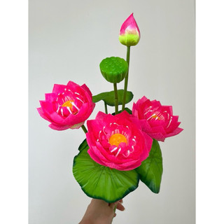 Sen quan âm cụm 10 nhánh Hoa nhựa giả , Hoa vải - Ảnh thật shop tự chụp