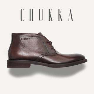 Giày boot nam CHUKKA màu nâu, giày boot da bò thật cổ lửng, giày nam thương hiệu TONKIN