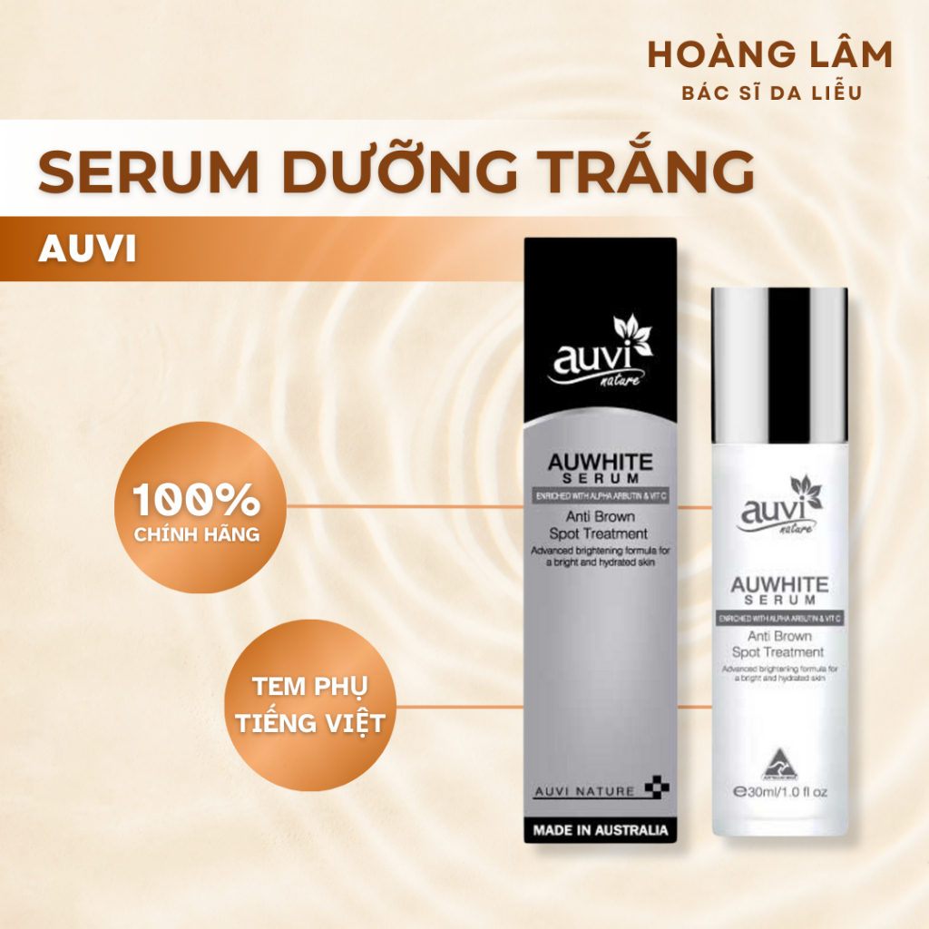 Serum Auwhite anti brown AUVI NATURE dưỡng trắng, giảm sạm da, giảm đốm nâu  30ML - Dr.Hoàng Lâm