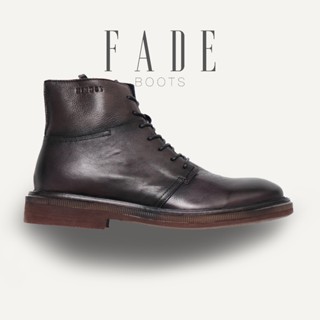 Giày boot nam da thật FADE màu đen và nâu, giày cao cổ, giày boot khoá kéo vintage TONKIN