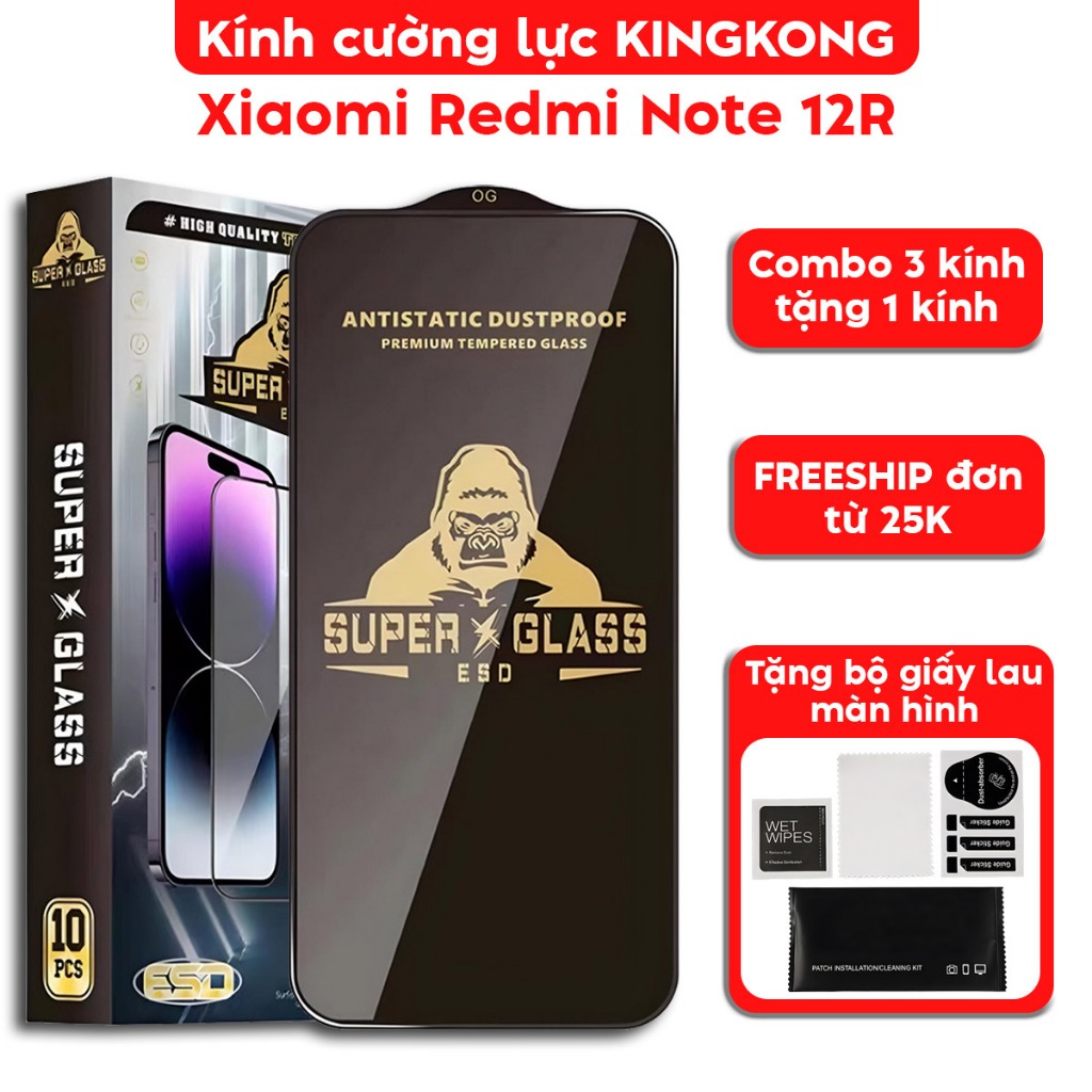 Kính cường lực Xiaomi Redmi Note 12R - Cường lực Xiaomi Redmi Note 12R trong suốt, cao cấp full màn 