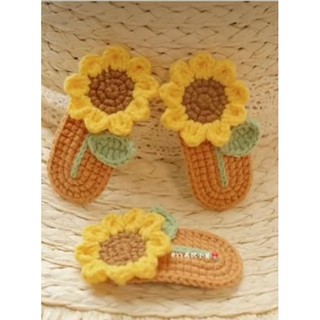 Kẹp tóc hướng dương len , kẹp tóc len handmade