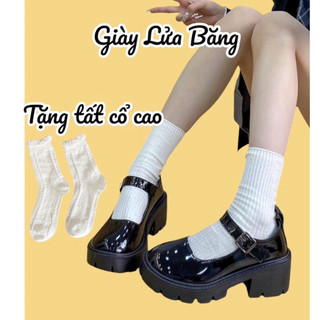Giày đốc nữ da bóng phối ngọc cá tính qc fullbox 5388