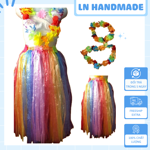 Thời trang tái chế Váy Tua Rua Hawaii - Thời Trang Biển Mùa Hè - dài 40cm cho bé gái