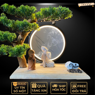  Thác Trầm Hương Phong Thủy Đức Phật Tự Tại Cùng Chú Tiểu Dưới Bóng Cây  Tiểu Cảnh Mini Trang Trí Bàn Thờ  Phòng Khách 