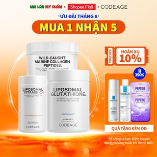 Combo Chống Lão Hóa, Dưỡng Trắng Da, Sáng Da Codeage Collagen Peptides + Liposomal Glutathione + Liposomal Vitamin C