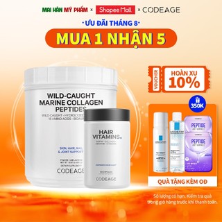Combo sáng da, chống lão hóa và Kích Thích Mọc Tóc Codeage Collagen Peptides + Codeage Hair Vitamins