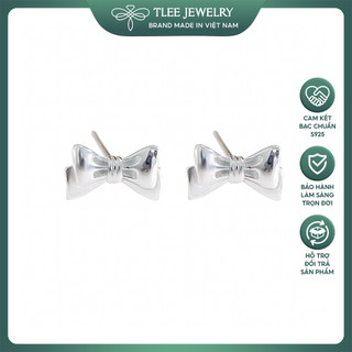 Khuyên tai bạc nữ tlee, bông tai nơ trơn basic tlee jewelry
