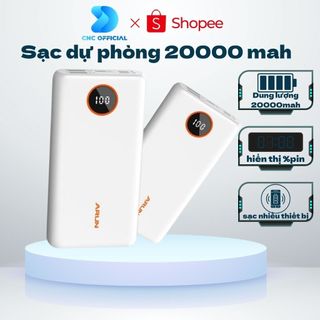 Pin dự phòng arun fc20 20.000 mah hổ trợ sạc nhanh 18w các đời máy cao cấp nhiều thiết bị nhiều cổng hàng xịn