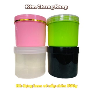 Hủ đựng kem 500g nhựa tốt (Có nắp chèn, khách chọn màu)
