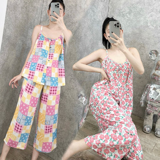 Bộ đồ Tole - bộ lanh áo 2 dây quần 8 tấc F21 VNXK