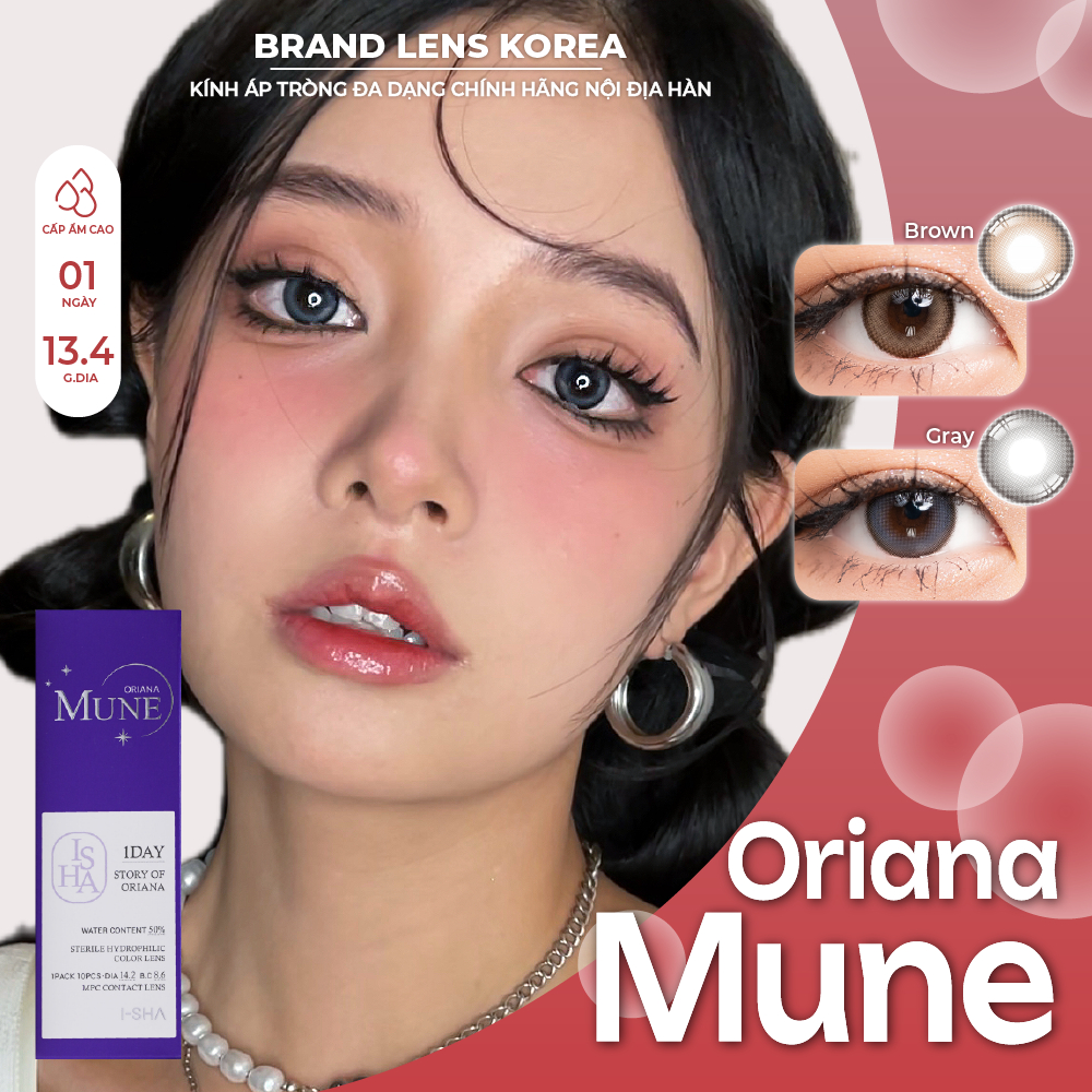 LENS 1 NGÀY cận BRANDLENSKOREA  lens màu sáng nhẹ có viền hack mắt ORIANA MUNE ISHA