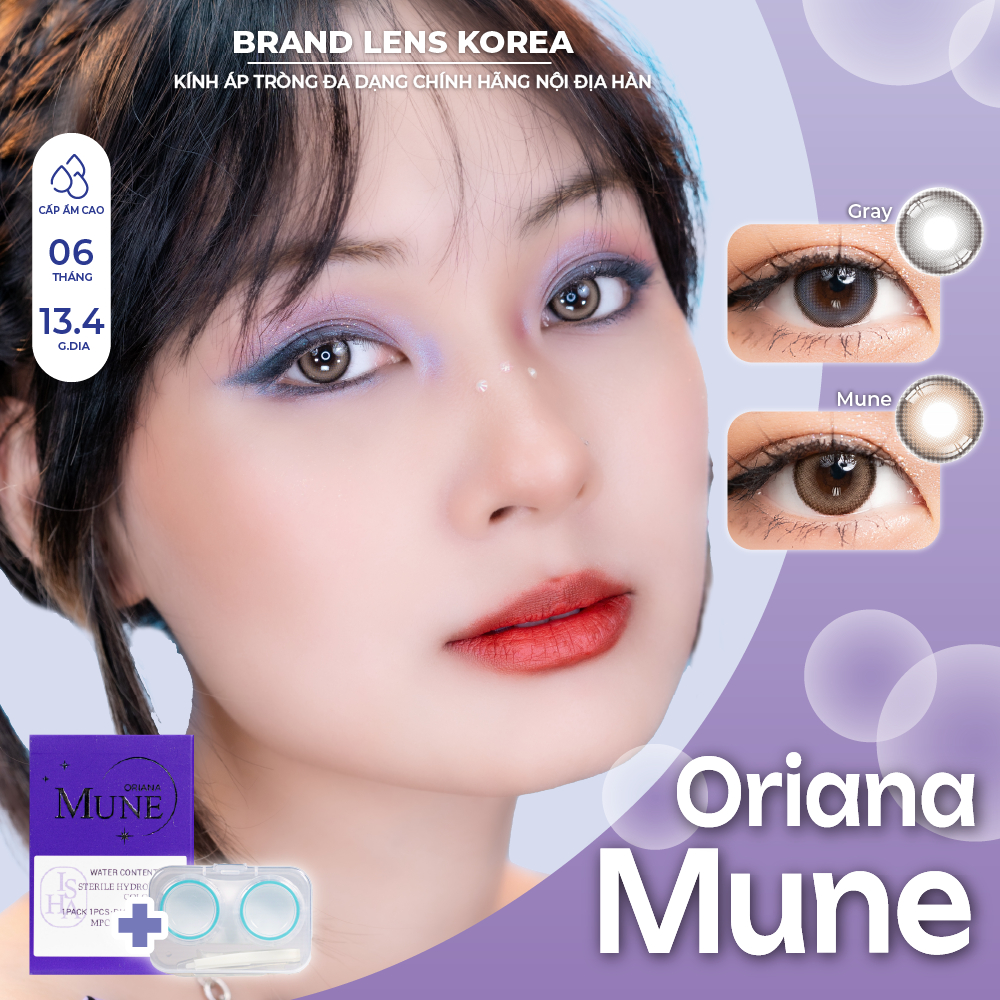 Kính áp tròng cận 6 tháng BRANDLENSKOREA  I - SHA ORIANA MUNE  lens màu sáng nhẹ