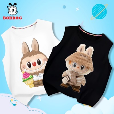 Áo sát nách bé trai BOBDOG áo thun cotton co dãn in hình Labubu cho bé mặc hè