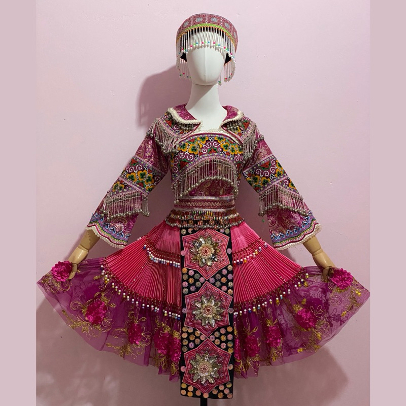 [HÀNG CŨ THANH LÝ] Trang phục dân tộc Hmong full set kèm mũ đồ cũ giá thanh lý