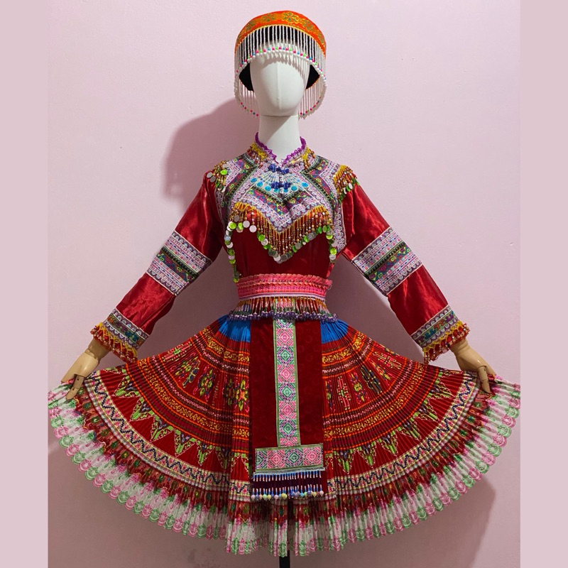 [HÀNG CŨ THANH LÝ] Trang phục dân tộc Hmong full set kèm mũ đồ cũ giá thanh lý