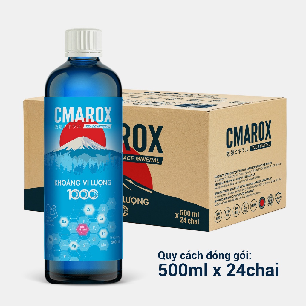Thùng 24 chai 500ml Khoáng Vi Lượng CMAROX 1.000ppm (500ml x 24 chai) -  Bổ Sung Khoáng Chất Cho Cơ 