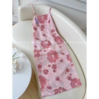 Váy linen hồng lụa