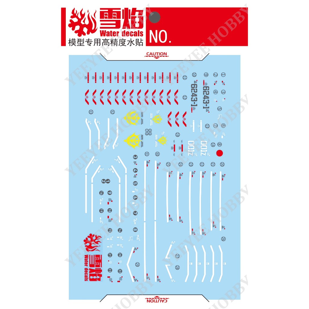 DECAL MÔ HÌNH XUEYAN XY - RG-38 - DECAL NƯỚC HUỲNH QUANG CHO MÔ HÌNH 1/144 RG NEO ZEONG
