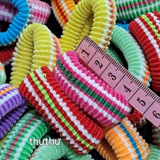 Túi 10 thun cột tóc sọc màu dày dặn (bản 1.5cm)